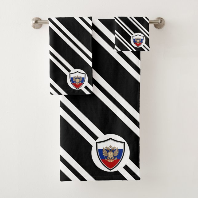 Russian shield flag-coat arms bath towel set (Insitu)