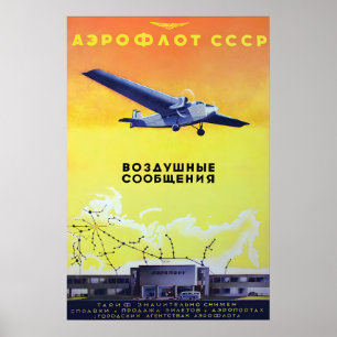 Russian Soviet Union Aeroflot Advertisement Poster