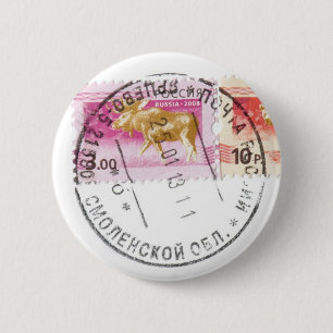 Russian stamps 6 cm round badge