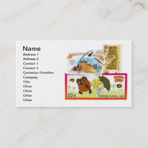 Russian stamps business card