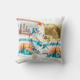 Russian stamps cushion