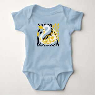 Russian Style Fairy Tale Royal Crowned Swan Baby Bodysuit