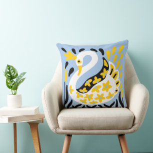 Russian Style Fairy Tale Royal Crowned Swan Cushion