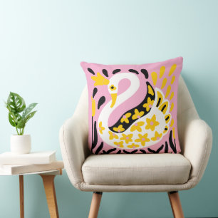 Russian Style Fairy Tale Royal Crowned Swan Cushion