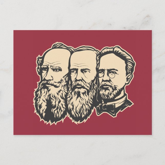 Russian Troika: Tolstoy, Dostoevsky, Chekhov Postcard (Front)