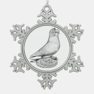 Russian Tumbler Pigeon Snowflake Pewter Christmas Ornament