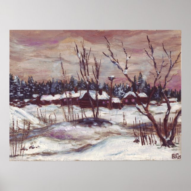 Russian village in winter poster (Front)