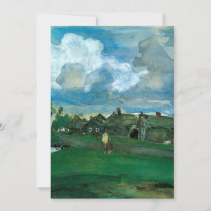 Russian Village Valentin Serov Holiday Card