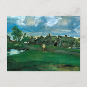 Russian Village Valentin Serov Holiday Postcard