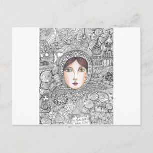 russian woman postcard