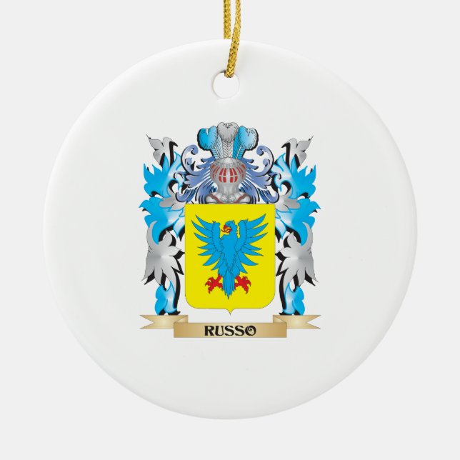 Russo Coat of Arms - Family Crest Ceramic Tree Decoration (Front)