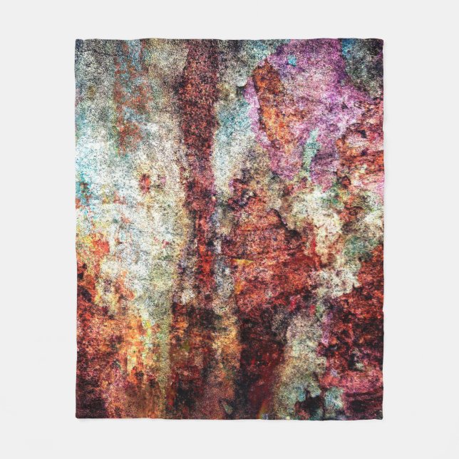Rust abstract colorful grunge fleece blanket (Front)