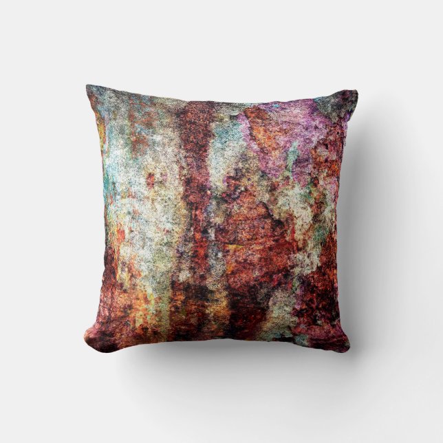 Rust abstract colourful grunge cushion (Front)
