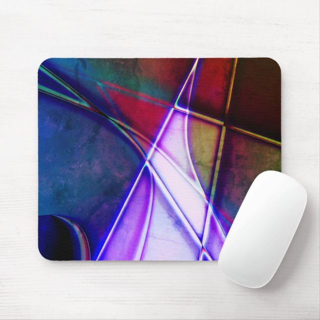 Rust aged coloured geometric shapes with neon ligh mouse pad (With Mouse)