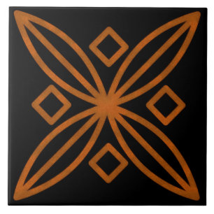Rust and Black Decorative Square Tile Art