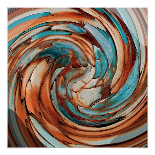 Rust and Blue Abstract Swirl  Poster (Front)
