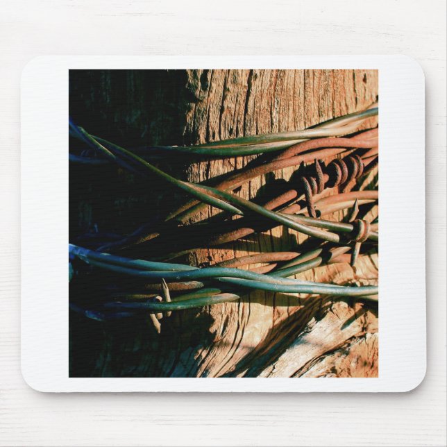 Rust and Blue Barbed Wire Mouse Pad (Front)