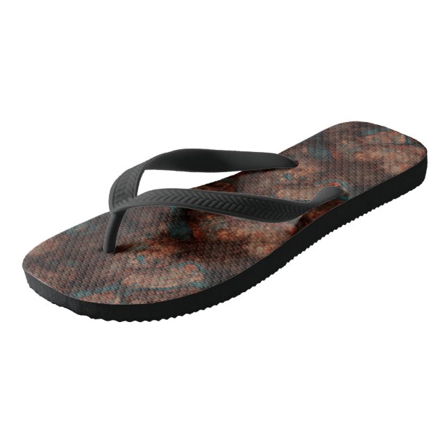 Rust and blue stone jandals (Angled)