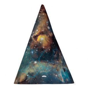 Rust and Dusty Blue Nebula Party Hat