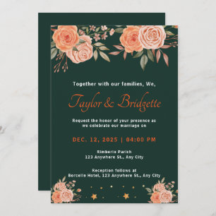 Rust and Emerald Green Fall Wedding Invitation
