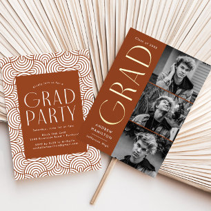 Rust and Gold Foil 3 Photo Graduation Party