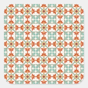Rust and Gold Patterned Moroccan Tile Square Sticker