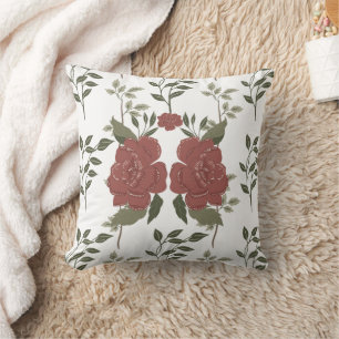 Rust and Greenery Floral Pillow