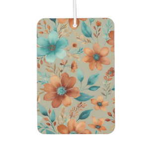 rust and teal farmhouse flowers car air freshener
