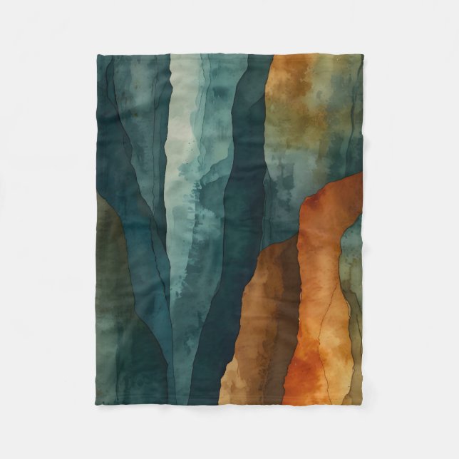 Rust and Teal Fleece Blanket (Front)