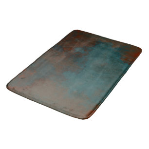 Rust and Teal Marble abstract Bath Mat