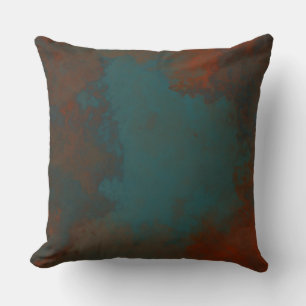 Rust and Teal Marble abstract Cushion