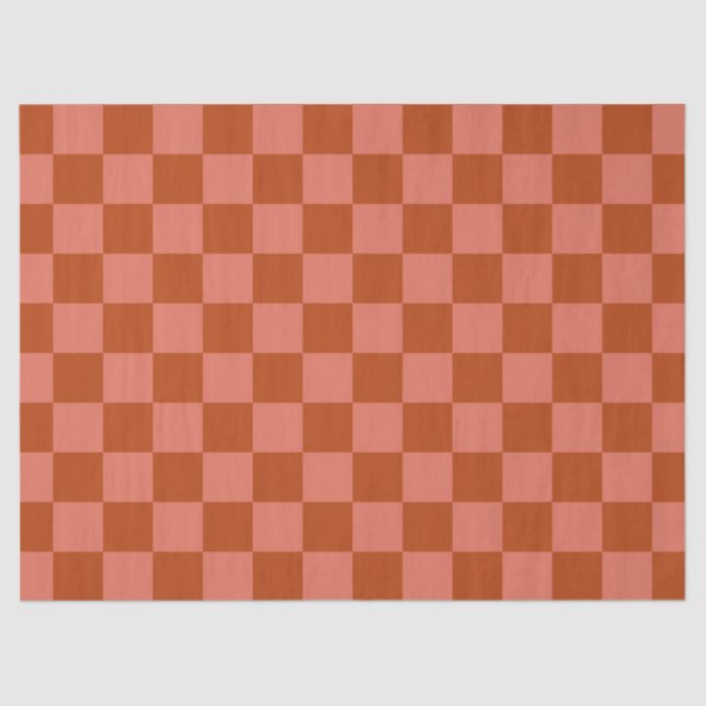 Rust and Terracotta Chequerboard Tissue Paper (Front)