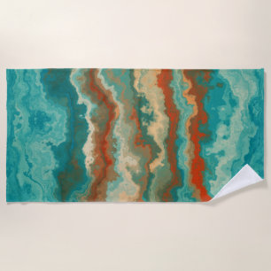 Rust and Turquoise Abstract Beach Towel
