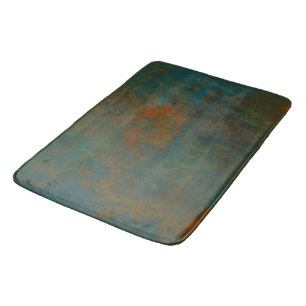 Rust and Turquoise Marble abstract 4 Bath Mat