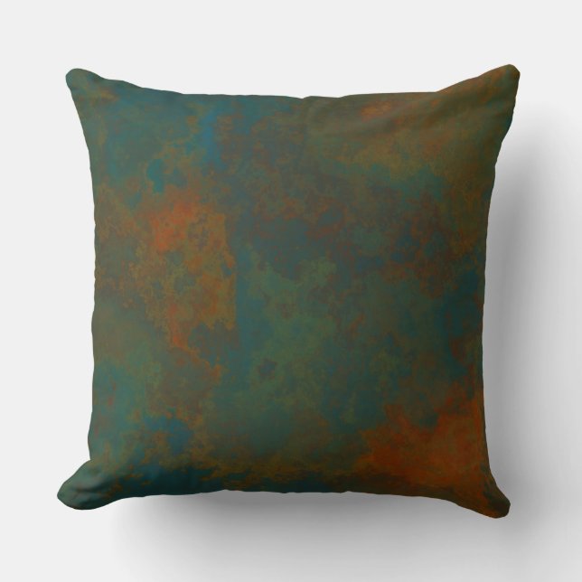 Rust and Turquoise Marble abstract 4 Cushion (Front)