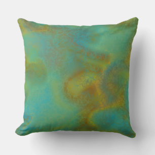 Rust and Turquoise Marble abstract 6 Cushion