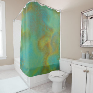 Rust and Turquoise Marble abstract 6 Shower Curtain