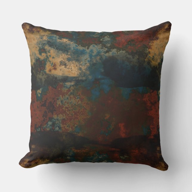 Rust and Turquoise Stone Abstract 2 Cushion (Front)