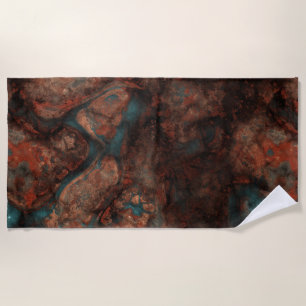 Rust and Turquoise Stone Abstract Beach Towel