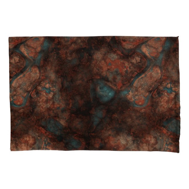 Rust and Turquoise Stone Abstract Pillowcase (Front-Left)
