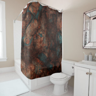 Rust and turquoise stone shower curtain