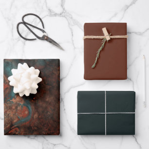 Rust and turquoise stone  wrapping paper sheet