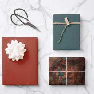 Rust and turquoise stone  wrapping paper sheet