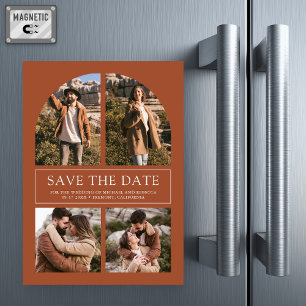 Rust Arch Photo Collage Wedding Save the Date Magnetic Invitation