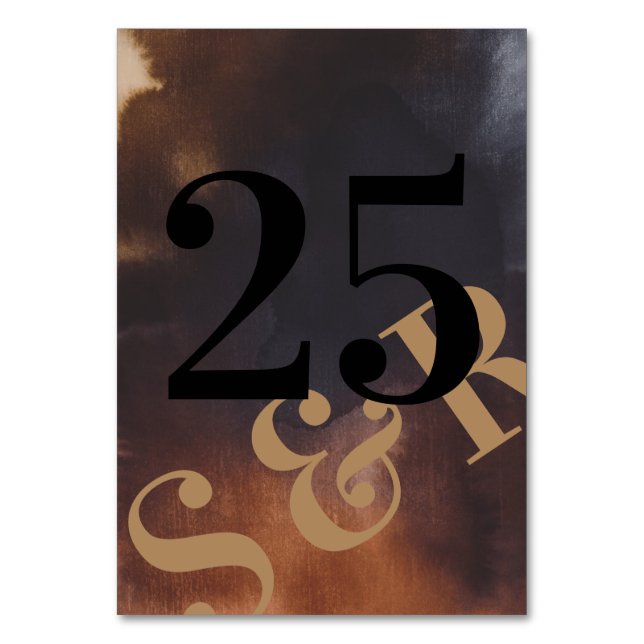 Rust Art Big Monogram Modern Bold Simple Wedding Table Number (Front)