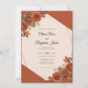 Rust Autumn Leaf Wedding Invitation