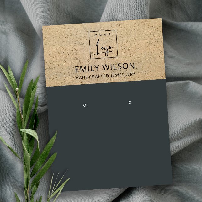 RUST BLACK TERRACOTTA TEXTURE LOGO EARRING DISPLAY BUSINESS CARD (Creator Uploaded)