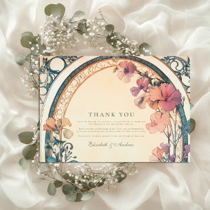 Rust Blue Bloom wedding Thank You Card