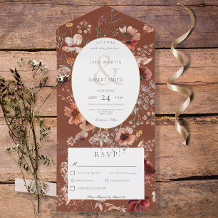 Rust & Blush Wildflower Floral Frame Dinner All In One Invitation