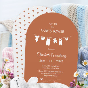Rust Boho Minimalist Arched Baby Shower Invitation